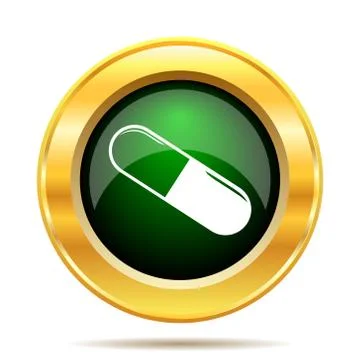 Pill icon. Internet button on white background.. Stock Illustration