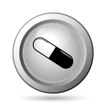 Pill icon. Internet button on white background.. Stock Illustration