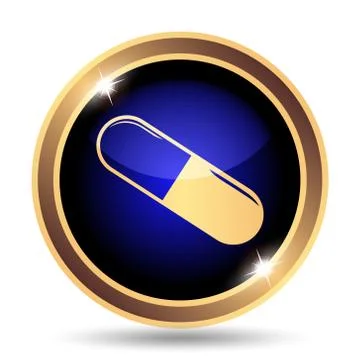 Pill icon. Internet button on white background.. Stock Illustration