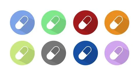 Pill Icon Set. Stock Illustration