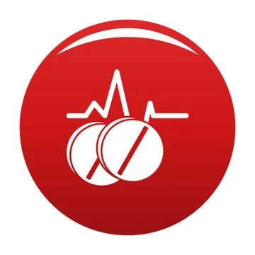 Pill icon vector red Stock Illustration