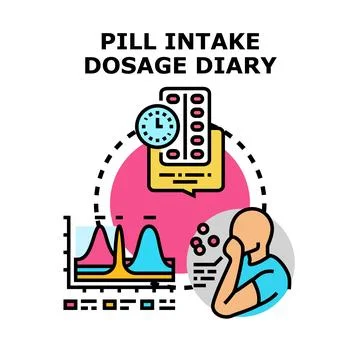 Pill intake dosage diary concept vector illustration Stock Illustration