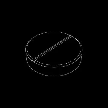 Pill. Isolated on black background. Vector outline illustration. 스톡 일러스트