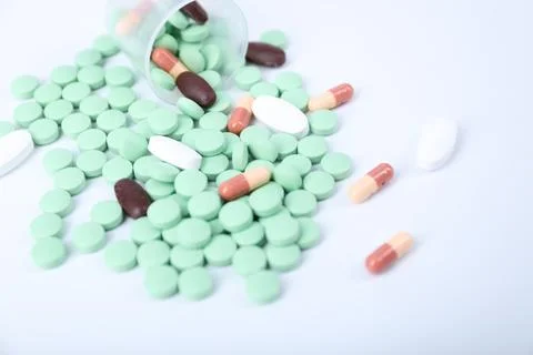 The pill is isolated on a white background Stock Photos