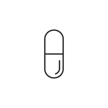 Pill line icon with editable stroke. Medicine / cure / drug. Simple design. Stock Illustration