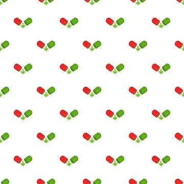 Pill with marijuana leaf pattern, cartoon style Stock Illustration
