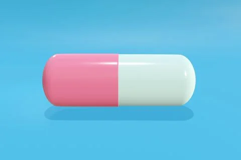 Pill medicine capsules colorful 3D Rendering. Stock Illustration