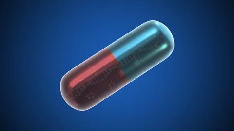 Pill with molecular structure and DNA Stock Illustration