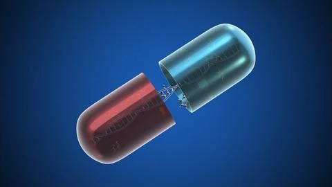 Pill with molecular structure and DNA Stock Illustration