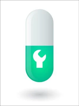 Pill with a monkey wrench Stock-Illustration