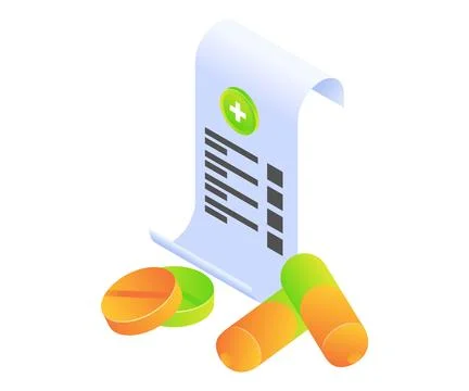 Pill notes capsule making ingredients of isometric style Stock Illustration