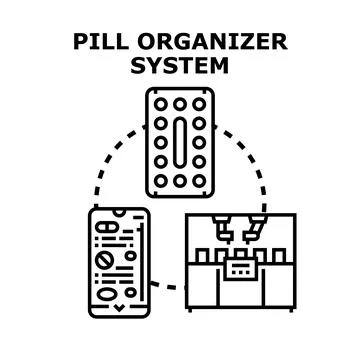Pill organizer system for smart medication management Stock Illustration