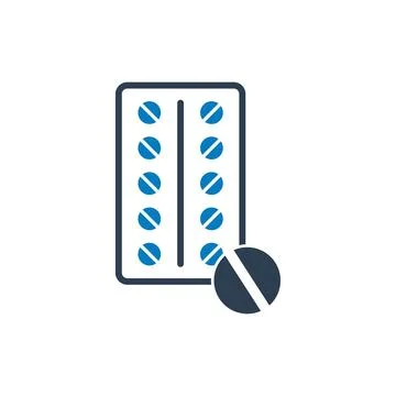 Pill Package Icon. Editable Flat Vector Illustration. Stock Illustration