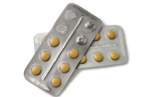 Pill packages on white background Stock Photos