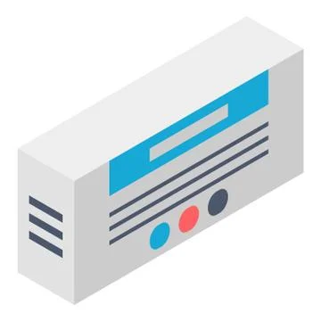 Pill packaging icon, isometric style Ilustración de archivo