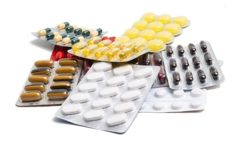 Pill packaging isolated Stock Photos