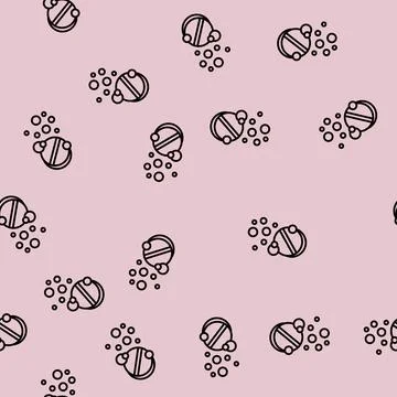 Pill phytotherapy line seamless pattern Stock Illustration