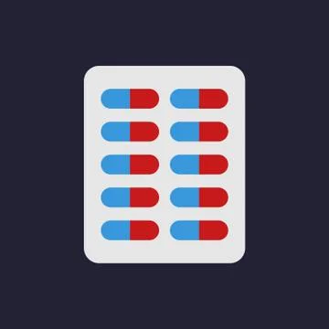 Pill plate icon in flat design style. Health care. Vector illustration. Stock Illustration