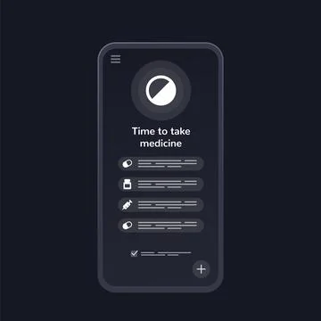 Pill reminder app, mobile ui design Stock Illustration