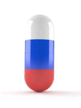 Pill with russian flag Stock Illustration