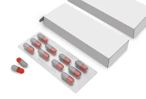 Pill Tablet With Packaging Box イラスト素材
