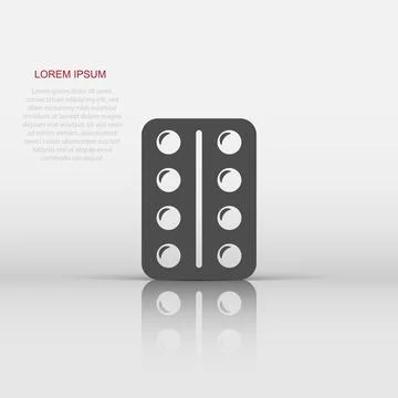 Pill vector icon in flat style. Tablet illustration on white isolated backg.. Stock Illustration
