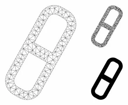 Pill Vector Mesh Network Model and Triangle Mosaic Icon Stock Illustration
