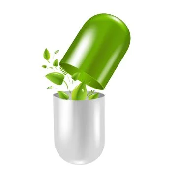 Pill wit leaf Stock Illustration
