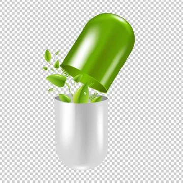 Pill Wit Leaf Illustrazione stock