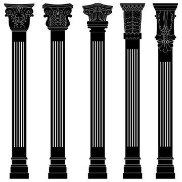 Pillar column antique ancient old roman greek architecture Stock Illustration