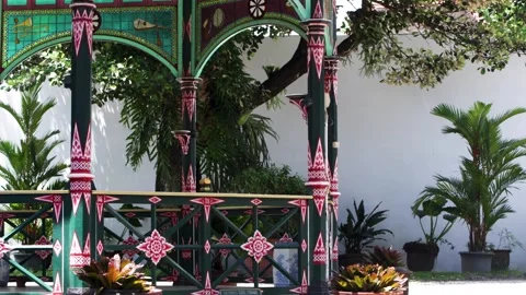 Pillar, column, post, gazebo, pavilion, carved, decorative, pattern, orname.. Stock Footage 344736008