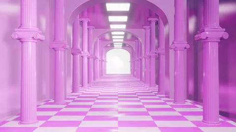 Pillar Pink Tunnel Stockbeeldmateriaal 346719418