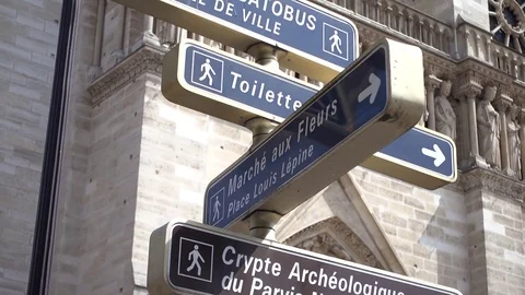 Pillar pointer near Notre Dame de Paris Stock Footage 76471125