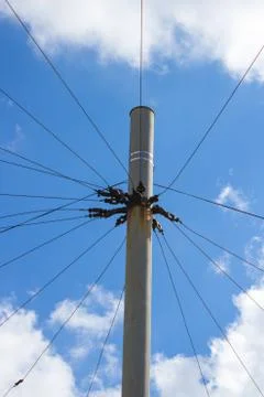 Pillar with wires Stock Photos