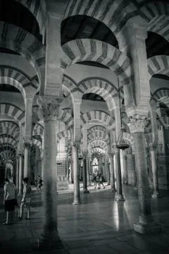 Pillars and arches inside the Mosque church of Cordoba, Spain, Europe Stock Photos