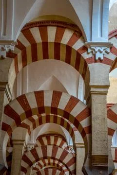 Pillars and arches inside the Mosque church of Cordoba, Spain, Europe Stock Photos