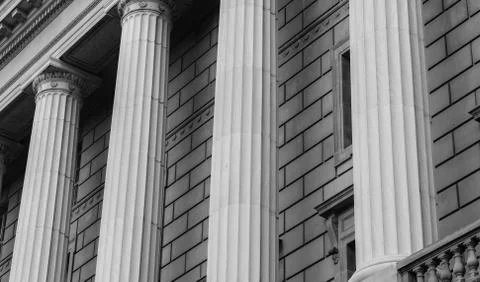 Pillars and brick wall Stock Photos