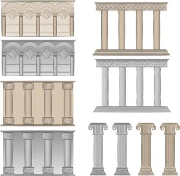 Pillars and columns vector illustrations Stock Illustration