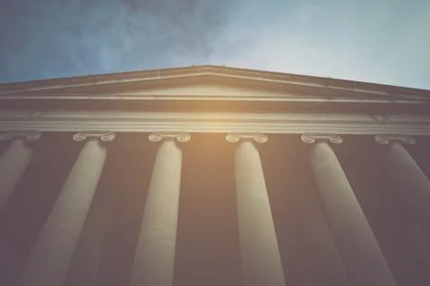 Pillars and Stairs to a Courthouse with Vintage Syle Filter Stock Photos