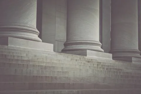Pillars and Stairs to a Courthouse with Vintage Syle Filter Foto stock