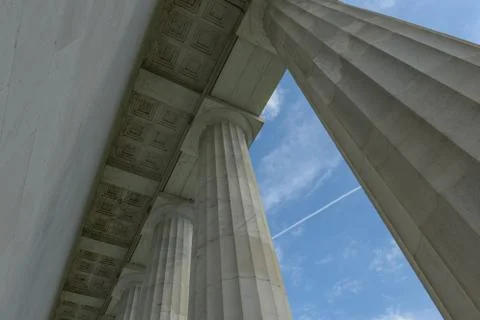 Pillars with blue sky and clouds Foto stock