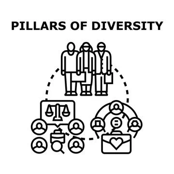 Pillars of diversity supporting equality and inclusion concept Stock Illustration