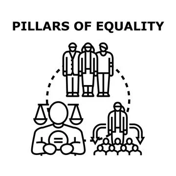 Pillars of equality supporting social justice and human rights Stock Illustration