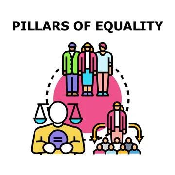 Pillars of equality supporting social justice and human rights Stock Illustration