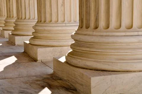 Pillars of law and information at the united states supreme court Stock Photos