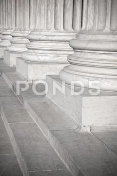 Pillars of law and information at the united states supreme court Stock Photos