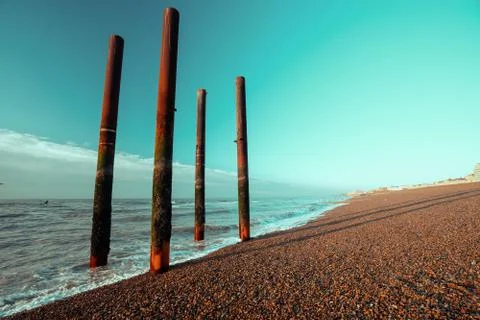Pillars in the sea Stock Photos