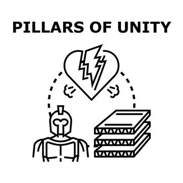 Pillars of strength protecting unity concept Stock Illustration