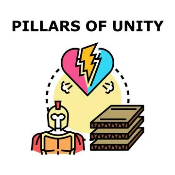 Pillars of strength protecting unity concept Stock Illustration