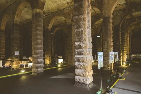 A pillars supporting the ceiling in SSP Service Reservoir April 15 2023 Stock Photos